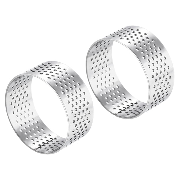 2uds Inoxidable Acero Pastel Anillos para Hornear, Perforado Pastel Mousse Anillo Cocina Hornear Calor Resistente 1.7 Diámetro, 0.8 Altura, Plata
