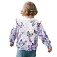 thumbnail image 3 of Xoenoiee Butterfly Bow Lavender Print Girl's Long Sleeve Crewneck Sweatshirts Toddler Graphic Shirts Top Drop Shoulder Sweater Top Ruffle Pullover Tops T Shirt, Size 4-5 Years, 3 of 7