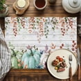 thumbnail image 4 of Fall Orange White Pumpkin Placemats Set of 12 Thanksgiving Eucalyptus Leaves Wood Grain Heat Insulated Linen Place Mats, Washable Stain-Proof Table Mats for Dining Tables Holiday Decor 13x19inch, 4 of 9