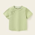 thumbnail image 4 of Cethrio Girls Cotton T-shirts, Pullover Casual Crew Neck Short Sleeve Summer Tops Green Size 2-3T, 4 of 5