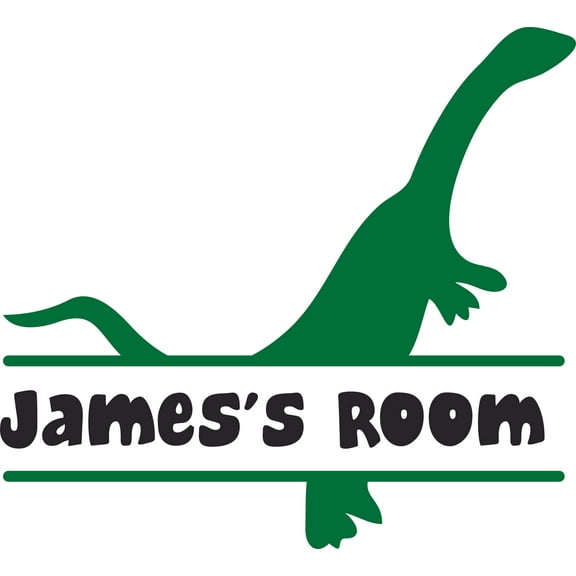 Long Dinosaur Tall Dino Silhoutte Customized Wall Decal - Custom Vinyl Wall Art - Personalized Name - Baby Girls Boys Kids Bedroom Wall Decal Room Decor Wall Stickers Decoration Size (30x30 inch)