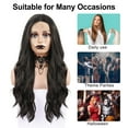 thumbnail image 6 of Unique Bargains Lace Front Wigs Long Body Wave for Women Lady Dark Black, 6 of 7