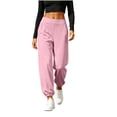thumbnail image 4 of Yoga Pants For Women Side Slit Solid Color Elastic Waist Sports Pants Casual Trousers Long Pants for Gym, 4 of 9