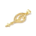 thumbnail image 2 of Rack Plating Brass Clear Cubic Zirconia Pendants Cadmium Free Lead Free Oval with Real 18K golden Plated 32x13x2.5mm Hole: 3x4mm, 2 of 3