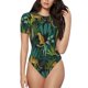 thumbnail image 1 of Balery Jungle Leopard Yellow Body de cuello redondo de manga corta para mujer Tops de manga corta Tops básicos-Small, 1 of 7