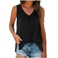 thumbnail image 2 of ClodeEU Women's V Neck Sleeveless Tank Top, Casual Loose Fit Summer Blouse, Soft Breathable Everyday Camisole Black,Women's Plus L, 2 of 5
