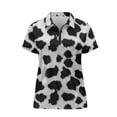thumbnail image 4 of Garronmavis Zip Golf Shirt for Women Casual Short Sleeve Tennis Shirts Collar Workout Athletic Shirts Womens Animal Print Golf Shirt, Cow Prints, Size S, 4 of 7