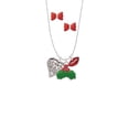 thumbnail image 2 of Delight Jewelry Silvertone Large Open Filigree Heart Christmas Kiss Charm Necklace and Stud Earrings, 2 of 4