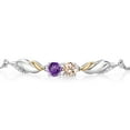 thumbnail image 2 of Gem Stone King 0.89 Ct Peach Morganite Purple Amethyst 925 Silver and 10K Yellow Gold Lab Grown Diamond Bracelet for Women, 2 of 3