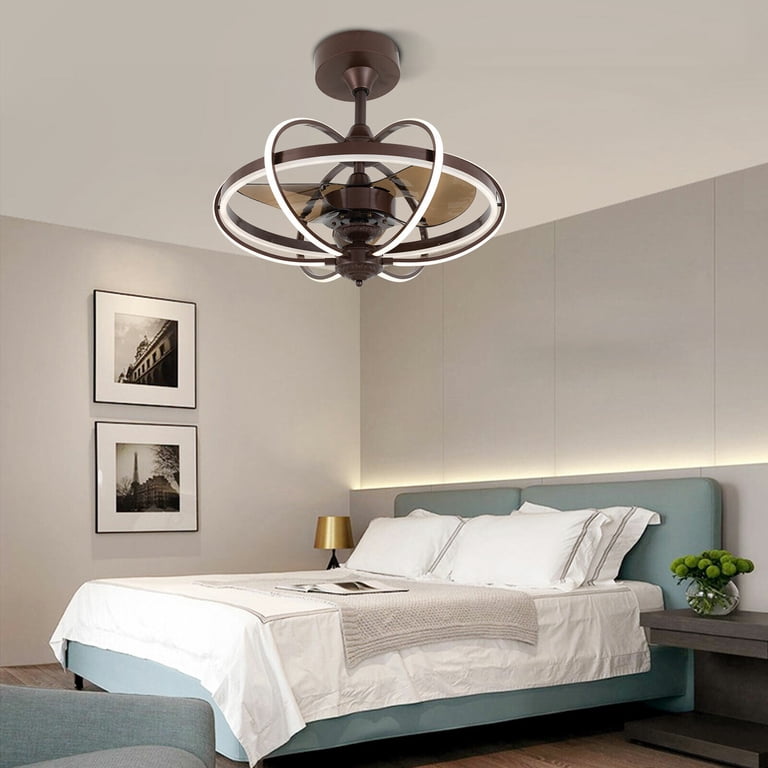 Modern 3-Ring Chandelier Ceiling Fan With Light – 3-Color Dimmable, 3-Speed Remote Control, 22.8 Inch Low Profile For Bedroom, Living Room, Office
