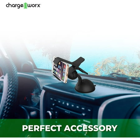 Chargeworx - Dash Mount with Grip Clip for Most Cell Phones - Black