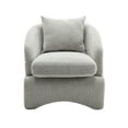 thumbnail image 6 of Accent Side Chair with Pillow, Modern Boucle Upholstered Armchair with Curved Back, Comfy Leisure Single Sofa Barrel Chair for Living Room, Bedroom, Waiting Room, Office, Club, Cafe, Light Grey, 6 of 9