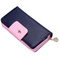 thumbnail image 2 of 2PCS Multi-Card Position Two Fold Long Zippered Wallet Women'S Long Zippered Wallet Handbag Dark Blue, 2 of 5