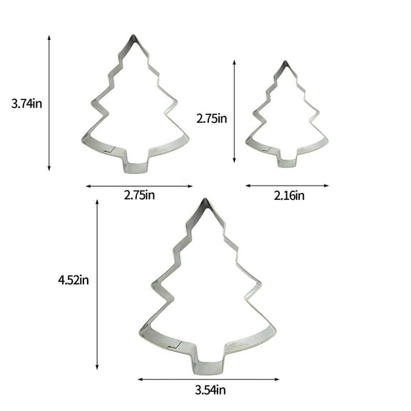 Rkxzt Baking Molds 3Pcs Christmas Tree Cookie Cutters Stainless Steel Baking Molds Set with 3 Sizes for Biscuits Muffins,Gift Wrap Storage|Stainless Steel,Silver