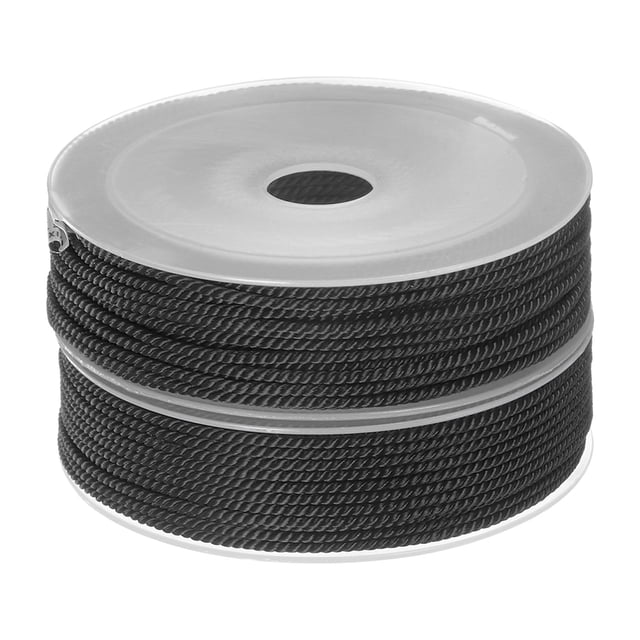 Unique Bargains 2 Pack Twisted Nylon Twine Thread Beading Cord 2mm 13M/43 Feet Extra Strong Braided Nylon String, Black