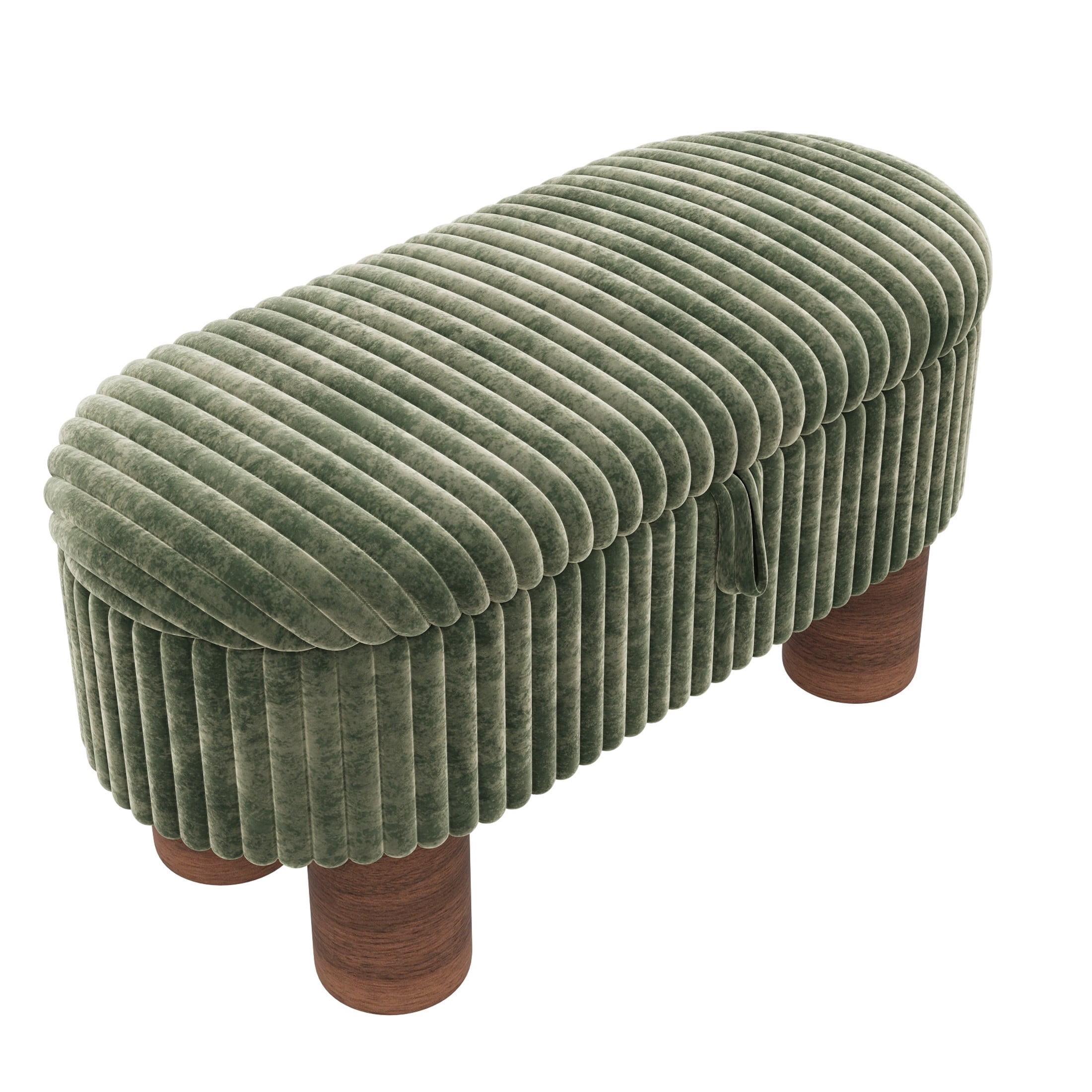 Christopher Knight Home 43" Modern Ottoman Bench, Corduroy Upholstery with Hidden Storage, Green
