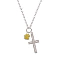 thumbnail image 2 of Delight Jewelry Silvertone Small Yellow Paw I Set You Apart Engraved Cross Zoey Necklace, 28", 2 of 4