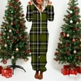 thumbnail image 2 of Women Onesie Pajama Sets Hooded Zipper Graphic Printed Plush Jumpsuit Soft Winter Warm Rompe Sleepwear Pjs Set (XL, Army Green), 2 of 5