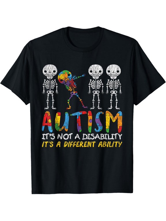 Skeleton Dabbing Autistic Vintage Gifts Autism Awerness T-shirt