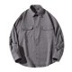 thumbnail image 1 of Camisas De Vestir Para Hombre Manga Corta Camisa holgada informal de color sólido para hombre Abrigo con bolsillo de manga larga (Grey, XXL), 1 of 4