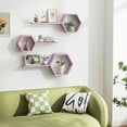 thumbnail image 4 of Wooden Hexagon Floating Shelves Wall Mounted,Set of 6 Pine Hexagon Shelves Display for Photos,Plants,Rustic Honeycomb Shelves for Living Room,Bedroom,Bathroom, Kitchen, Office Decor, Pink, 4 of 18
