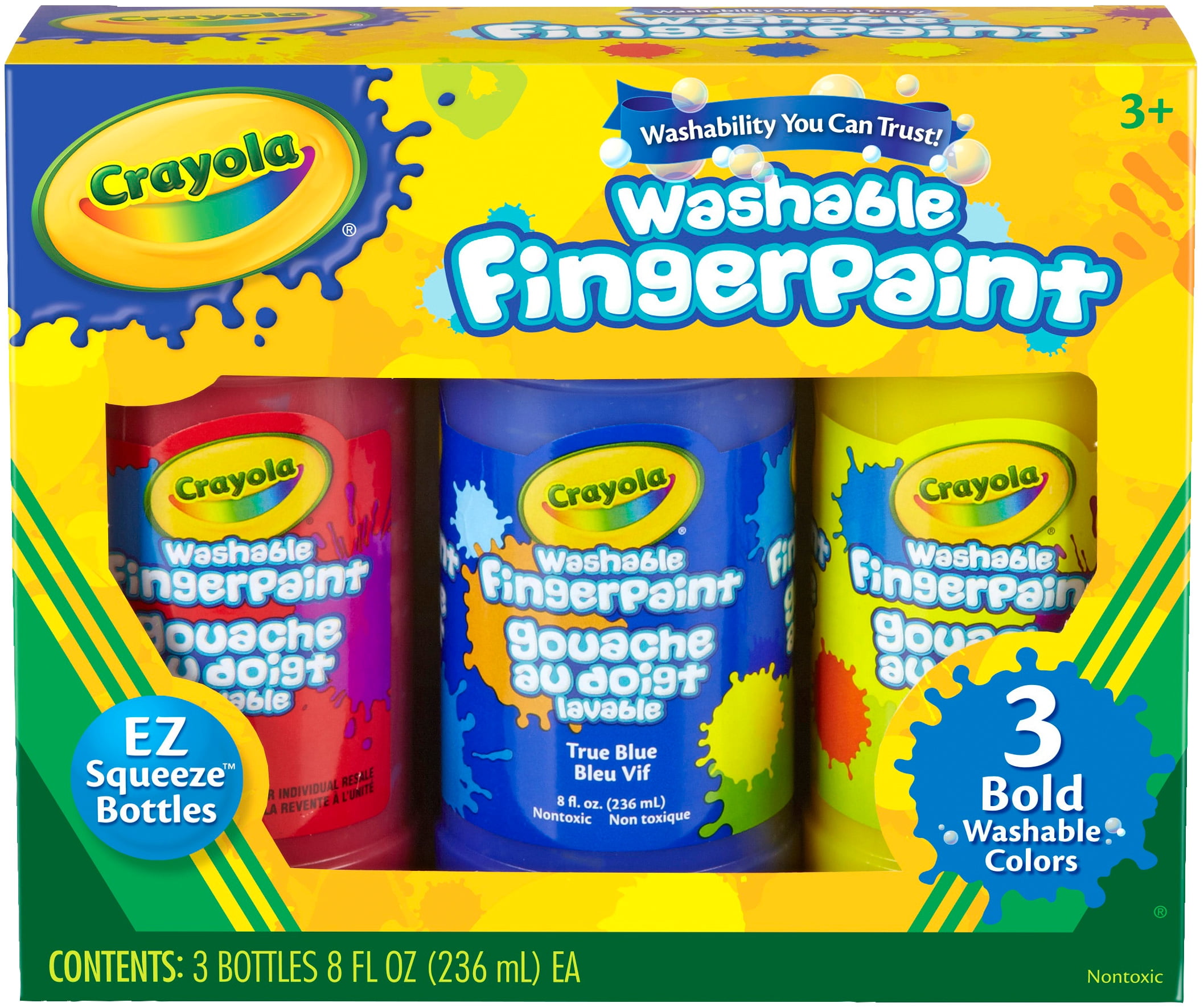 Crayola Washable Finger Paint 8 Oz 3 Count Primary