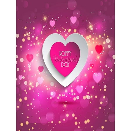ABPHOTO Polyester 5x7ft Pink Heart Valentine's Day Photo Backdrops Bright Polka Photography Background Seamless Photo Booth Backdrop Kids
