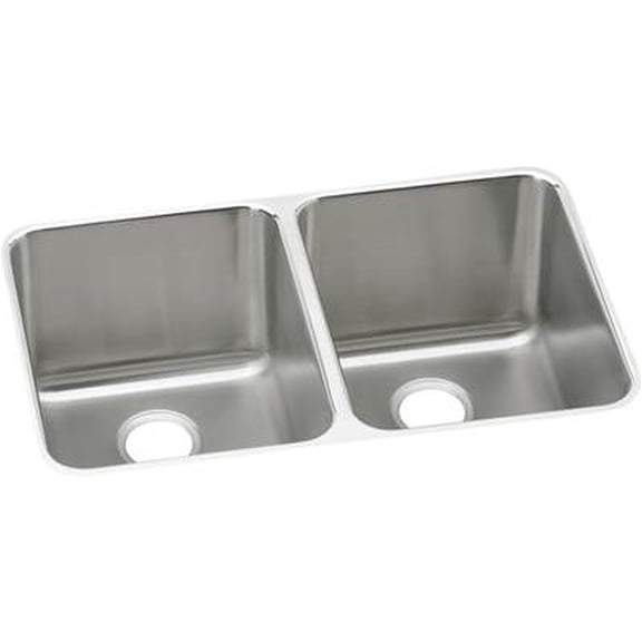 Elkay Lustertone Classic Stainless Steel 31-1/4" x 20" x 9-7/8", Equal Double Bowl Undermount Sink