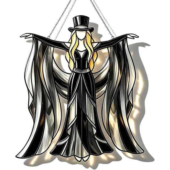 Sun Catcher, 7.9 Inch Acrylic Boho Dancing Lady Light Trap, Mystical Gothic Window Hanging Ornament
