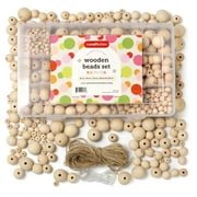 Natural Wooden Beads Kit 530pcs (8mm, 10mm, 15mm, 20mm & 25mm) for DIY Crafts & Jewelry Making by Incraftables