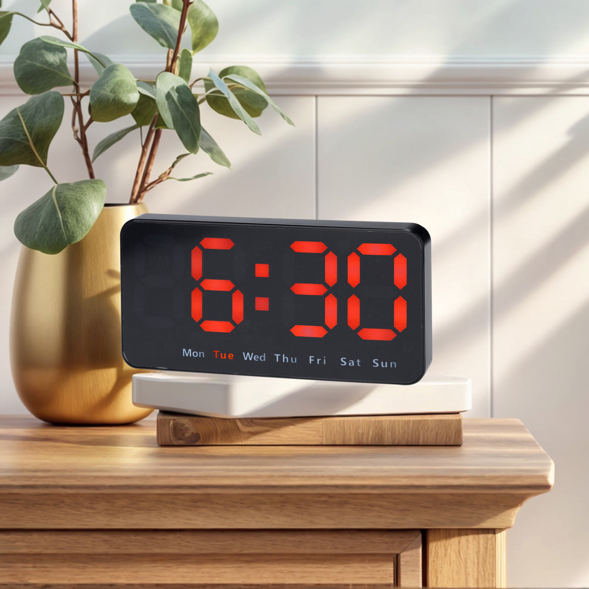 Unique Bargains 2 Pcs Digital Dual Alarm Clock Dimmable Wall Clocks Orange