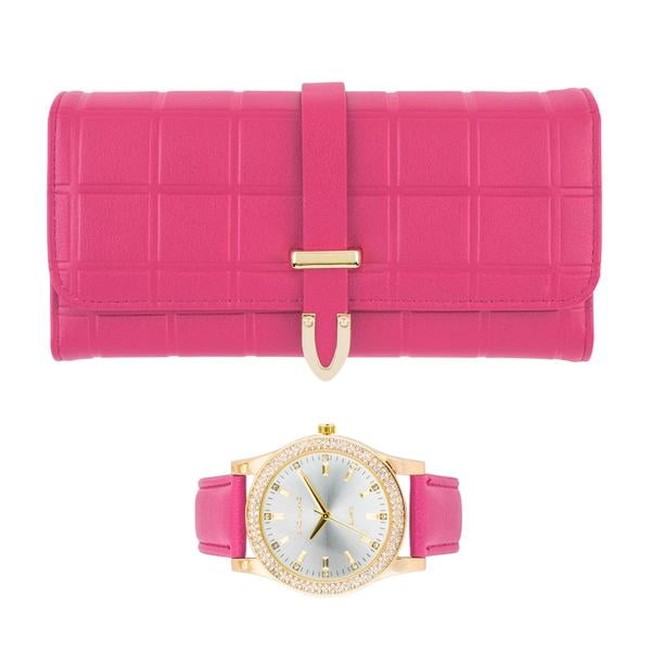 Gino Milano Women s Luxury Watch Matching Leather Wallet Set Elegant Gold Timepiece with Stylish Tri Fold Clutch Walmart