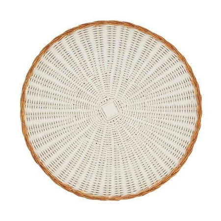 

15 in. Earthy Blend Tow-Tone Rattan Round Placemat White - Set of 4