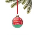 thumbnail image 1 of Holiday Lane Christmas Cheer Shiny Red Gingerbread, Candy Cane and Snowflake Pattern Ball Ornament, 1 of 1