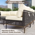 thumbnail image 6 of UDPATIO 7 Piece Wicker Patio Furniture Set, Outdoor Conversation Set， Sectional Sofa with Glass Coffee Table， Outdoor Sofa for Porch, Backyard, Black&Beige, 6 of 8