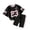 Black, variant on Big Girls 2 Piece Outfit Summer T Shirt And Shorts Combo With Digital Print Design For Everyday Play Set Size 13-14T