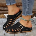 thumbnail image 5 of Xdegoge Sandals for Women Casual Summer Closed Toe Cutout Mule Clogs Flatform Slide Slippers Low Wedge Adjustable Buckle Strap Walking Shoes, 5 of 8