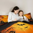 thumbnail image 5 of Feelyou Gothic Pumpkin Ghost Queen Comforter Set for Kid, Black Orange Bedding Sets, Happy Halloween Style Reversible Bedding Comforter Set, Ultra Soft Home Decor, 3pcs, 5 of 8