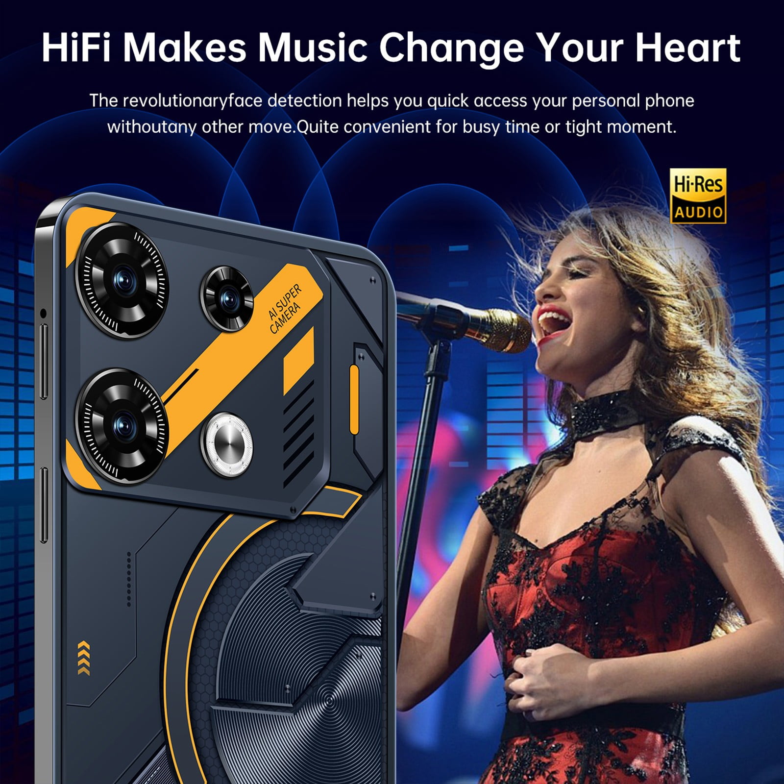 FYTPOV Android Phone, Smart Phone 4G 6.5 Inch Screen Mobile Phone Sim Facial Unlock Game Music Phone Android System Smartphones, Cell Phones Unlocked
