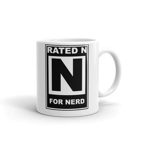 Rated N for Nerd Funny Novelty Humor 11oz White Ceramic Glass Tea Mug Cup