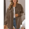 thumbnail image 3 of Women's Button Down Shacket Casual 25 Fall Long Sleeve Collared Jacket with Pockets, 3 of 5