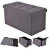Costway Folding Rect Ottoman Bench Storage Stool Box Footrest Furniture Decor Dark Gray