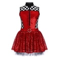 thumbnail image 3 of vastwit Kids Girls Sleeveless Checkerboard Sequins Tutu Dress Figure Ice Skating Performance Dance Party Wear Red 14, 3 of 7