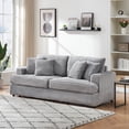 thumbnail image 3 of 79.3" Corduroy Modular Couch, Corduroy Sofa with 4 Matching Toss Pillows, 3 Seater Couch for Living Room, Apartment, Studio, Office, Gray, 3 of 9