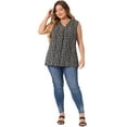 thumbnail image 3 of Agnes Orinda Plus Size Floral Blouse Sleeveless Tank Top for Women Comfortable and Stylish 2X Black, 3 of 6