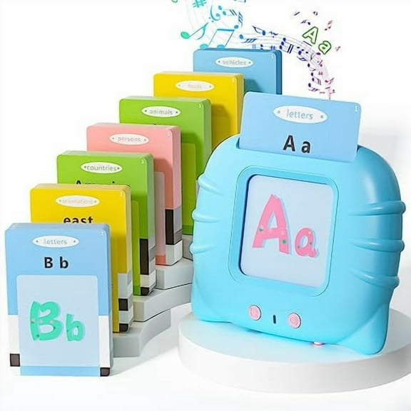 Talking Flash Cards with 384 Sight Words (Including Letters and Numbers),Montessori Educational Learning Interactive Toddler Toys,Speech Therapy and Autism Sensory Toys,Blue