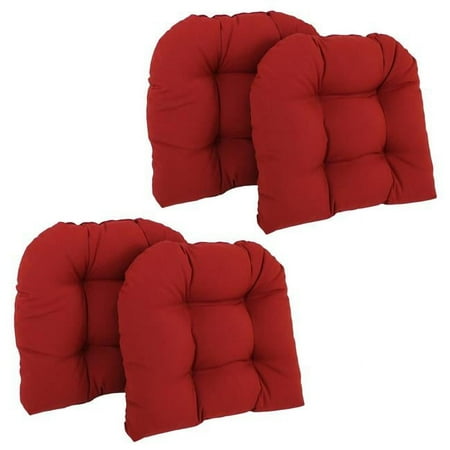 

19 in. U-Shaped Twill Tufted Dining Chair Cushions Ruby Red - Set of 4