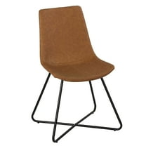 Cortesi Home Tangier Dining Chair in Saddle Brown Faux Leather (Set of 2)