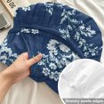 thumbnail image 4 of Queen Size Fitted Sheet Set - Spring Floral 3 Piece Bedding Sets 16" Deep Pocket Fitted Sheet with 2 Pillowcases, Watercolor Botanical Flowers Rustic Navy Blue Brushed Microfiber Hotel Bed Sheets, 4 of 9
