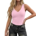 thumbnail image 3 of FUYUDY Women Slim Fit Basic Solid Color Deep V Neck Tank Tops Sleeveless Casual Stretch Soft Comfortable Summer Wear Classic Ladies Camisole, 3 of 8